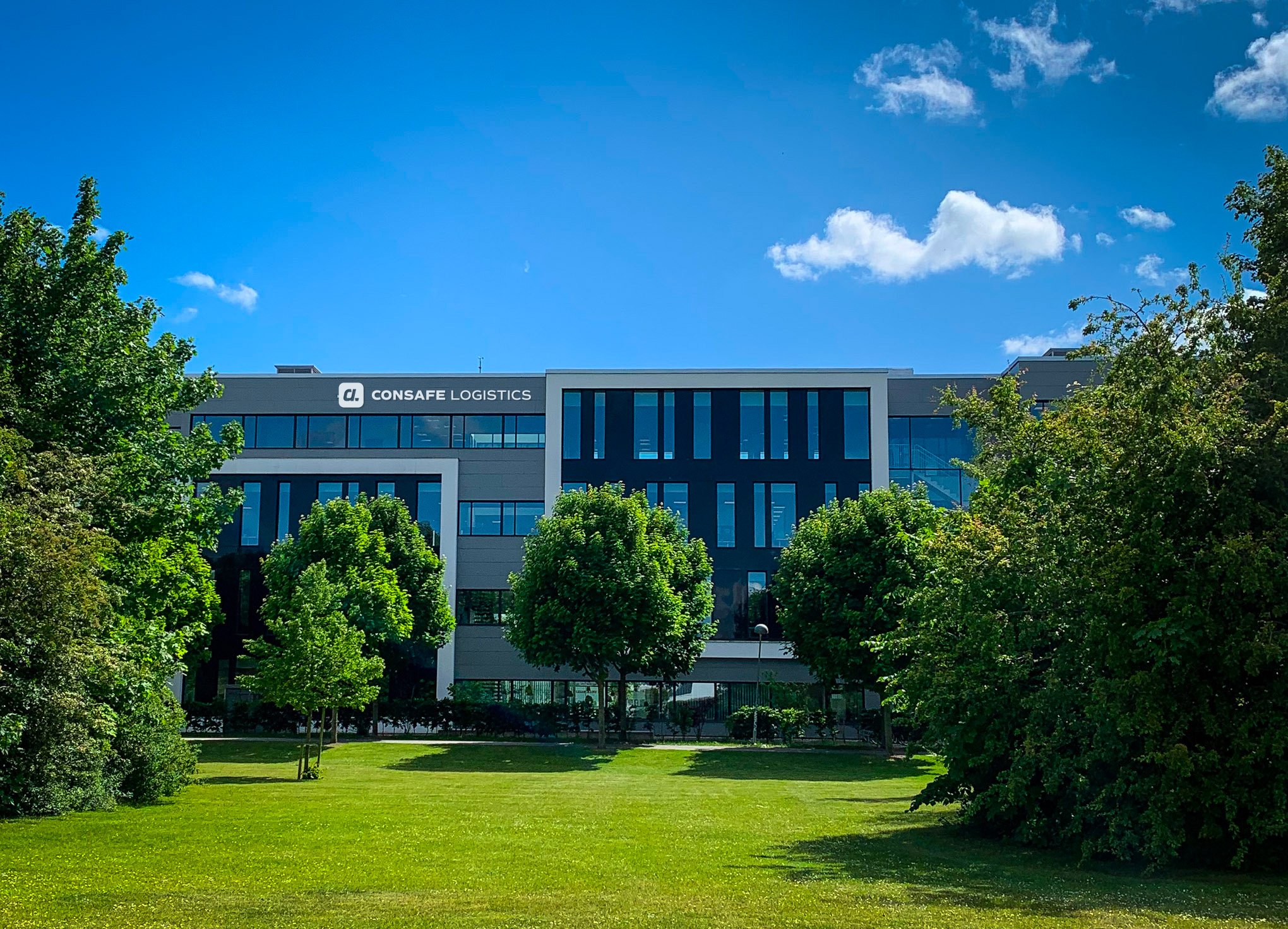 Consafe Logistics office building with logo sign